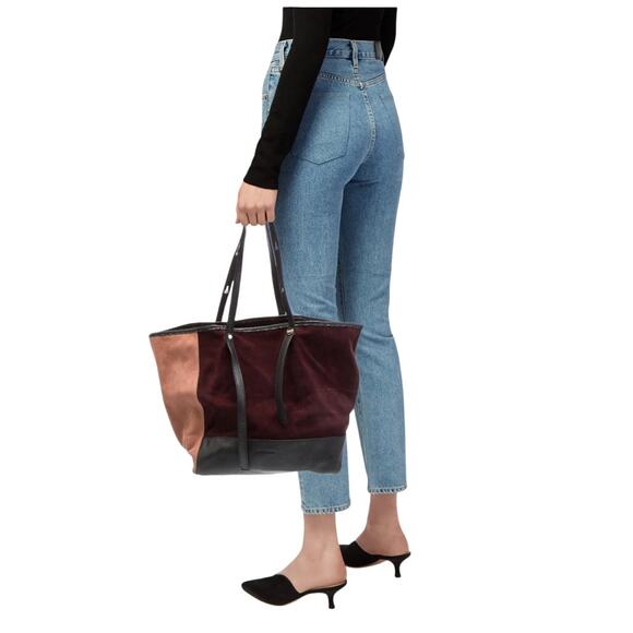 See by Chloé Suede Leather Tote Bag Colorblock Burgundy Fall COA - Picture 1 of 13